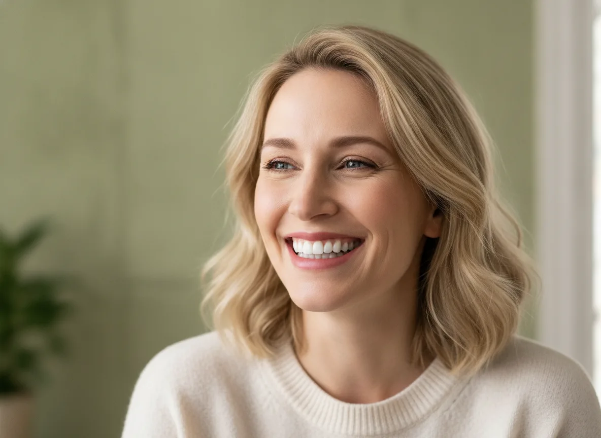 Joyful woman with a radiant, complete smile